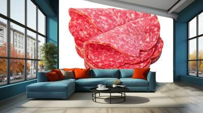 Slices of salami Isolated on transparent background. png file Wall mural