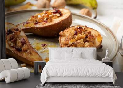 Sweet baked pears with honey Wall mural