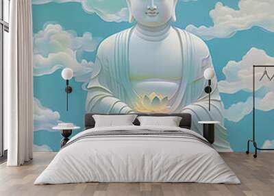 buddha statue in the sky Wall mural