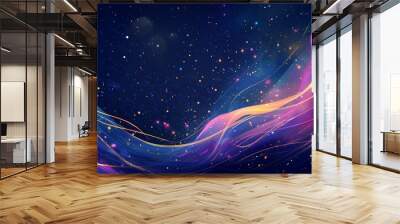 A background of dark blue with colorful lights, bokeh effect, and glittering sparkles.  Wall mural