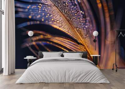 A closeup of a feather, highlighting its delicate texture and intricate barbs. Wall mural