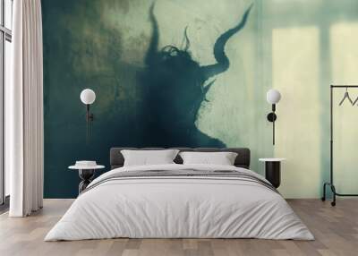 A dark demon shadow, showing the concept of the devil inside yourself Wall mural