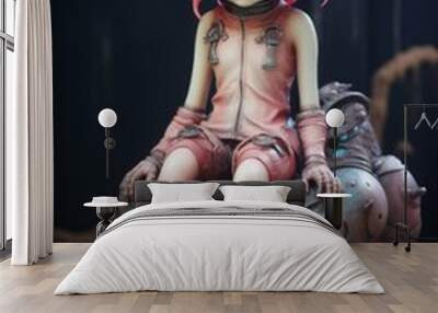 An isolated 3D female monster kid Wall mural