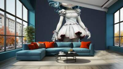 An isolated 3D female monster kid Wall mural