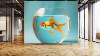 An isolated fishbowl with a goldfish Wall mural