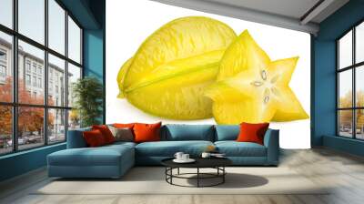 carambola, starfruit, isolated on white background, clipping path, full depth of field Wall mural