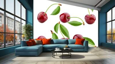 Cherry isolated on white background, full depth of field Wall mural