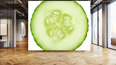 cucumber slice isolated on white background, clipping path, full depth of field Wall mural