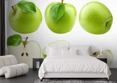 green juicy apple isolated on white background, clipping path, full depth of field Wall mural