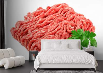 minced meat, pork, beef, forcemeat, isolated on white background, full depth of field Wall mural