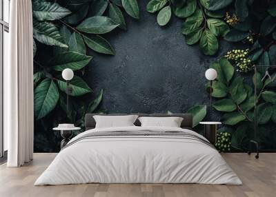 Minimalist aesthetic design of dark nature theme focus on texture Wall mural