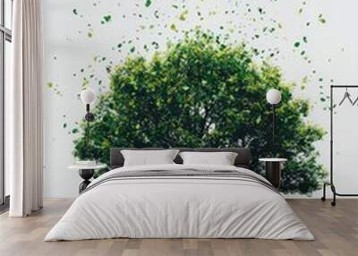 Minimalistic style, tree with green leaves Wall mural