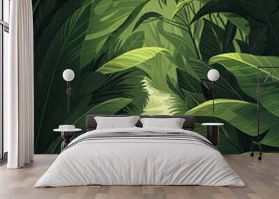 Poster design of a human figure surrounded by green natural plants Wall mural