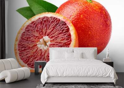 red blood orange, isolated on white background, full depth of field Wall mural