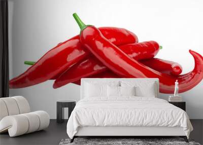 red hot chili peppers isolated on white background, full depth of field Wall mural