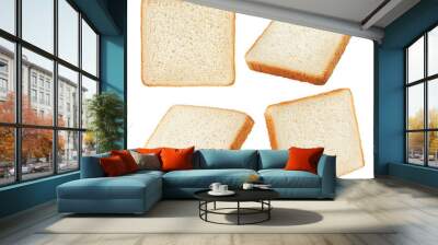 sliced bread, toast isolated on white background, full depth of field Wall mural