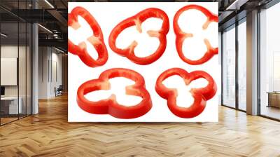 sweet pepper slice, paprika, isolated on white background, full depth of field Wall mural