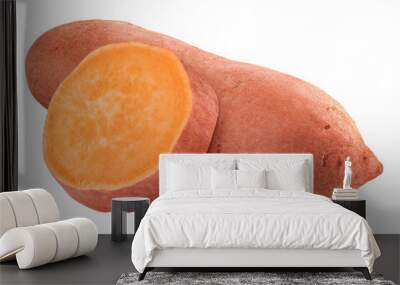 sweet potato, yam, isolated on white background, full depth of field Wall mural