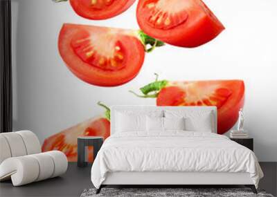 tomato slice, isolated on white background, clipping path, full depth of field Wall mural