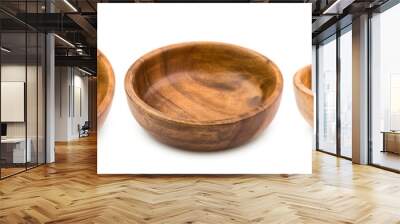 wooden plate, bowl, isolated on white background, clipping path, full depth of field Wall mural