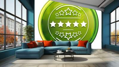 Premium badge icon spring bright natural green round button illustration Wall mural