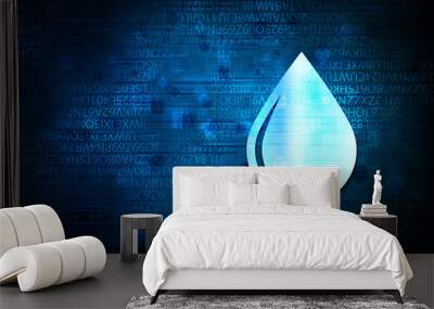 Water drop icon abstract blue background illustration design Wall mural