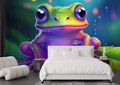 Vivid Watercolor Frog Wall mural