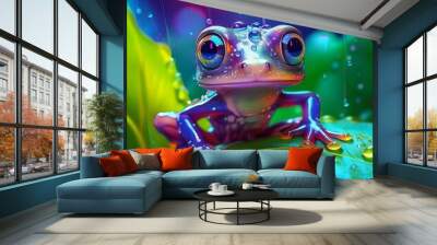 Vivid Watercolor Frog Wall mural