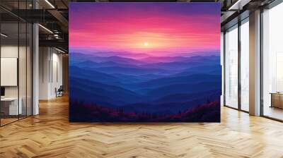 Beautiful sunset over the Lake Wall mural