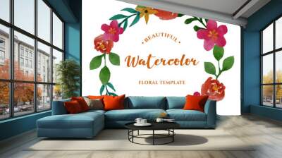 watercolor floral flower wreath design Wall mural