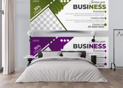 Professional business facebook cover page timeline web ad banner template with photo place modern layout white 
background and Vivid red shape and text design. Wall mural