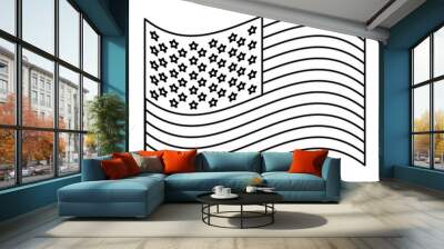 black silhouette of waving flag of the united states vector illustration Wall mural