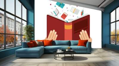 book open set hand read library literature learning knowledge icon. Colorful design. Vector illustration Wall mural