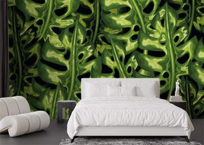 bundle of leaves with a black background Wall mural