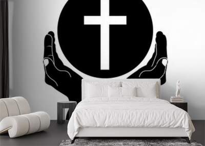 crucifix and hand christian or catholic icon image vector illustration design  Wall mural