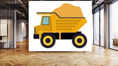 dump truck with load in colorful silhouette Wall mural