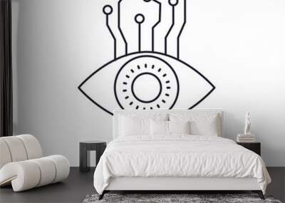 eye cyber security monochrome silhouette on white background vector illustration Wall mural