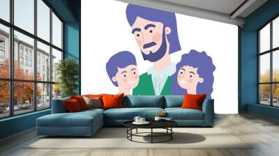 father with children avatar character Wall mural