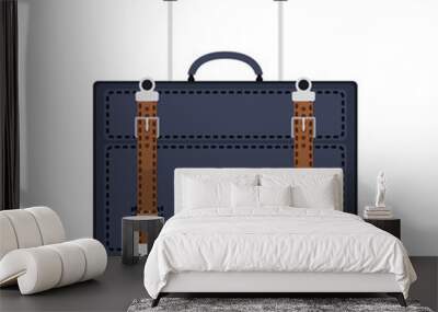 full color with travel suitcase blue with wheels and handle vector illustration Wall mural