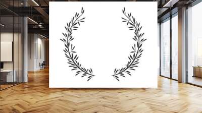 gray scale crown formed with two olive branch vector illustration Wall mural