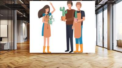 group of people with houseplant avatar character Wall mural