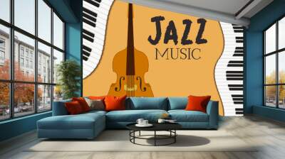 jazz day poster with piano keyboard and fiddle Wall mural