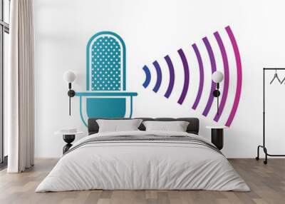 microphone with sound wave isolated icon Wall mural