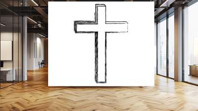 monochrome sketch contour of wooden cross vector illustration Wall mural