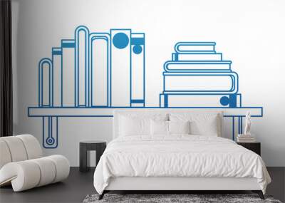 pile books library in wooden ledge vector illustration design Wall mural