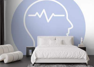 pulse inside human head block style icon vector design Wall mural