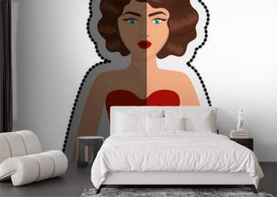 Retro woman cartoon icon. Girl vintage beautiful classic and fashion theme. Isolated design. Vector illustration Wall mural