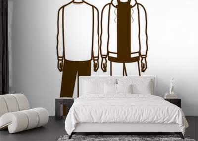 silhouette of men standing on white background Wall mural