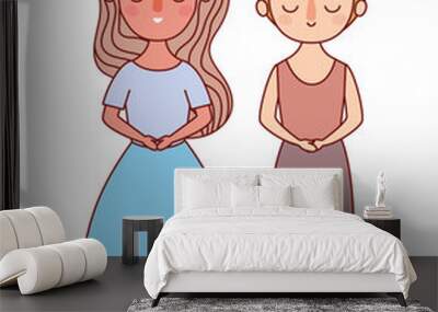 Two women avatars cartoons vector design Wall mural