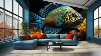 Underwater beauty  vibrant fish, coral reef, and aquatic motion generated by AI Wall mural